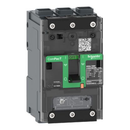 Picture of Circuit breaker, ComPacT NSXm 160B, 25kA/415VAC, 3 poles, TMD trip unit 100A, EverLink lugs