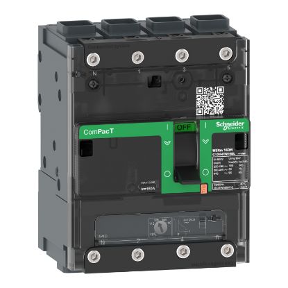 Picture of Circuit breaker, ComPacT NSXm 160B, 25kA/415VAC, 4 poles 4D (neutral fully protected), TMD trip unit 160A, EverLink lugs