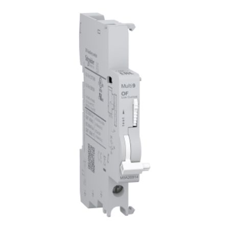 Picture of Auxiliary contact, Multi9 M9A, OF, 1 C/O, 2mA to 100mA, 24VAC to 250VAC, 24VDC to 220VDC, bottom connection
