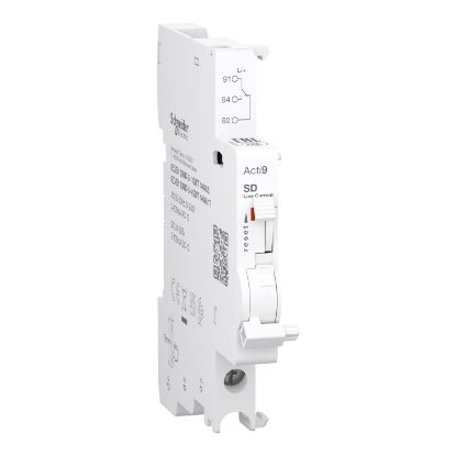 Picture of Auxiliary contact, Acti9 A9N, SD, 1 C/O, 2mA to 100mA, 24VAC to 250VAC, 24VDC to 220VDC, bottom connection