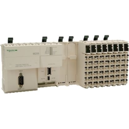Picture of logic controller, Modicon M258, compact base, 66 + 4 IO, 24V DC