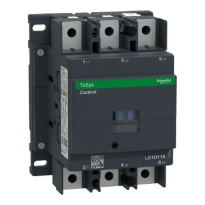 Picture of TeSys, Contactor, TeSys Deca, 3P(3NO), AC-3/AC-3e, <=440V, 115A, 24V DC standard coil, lugs/bars terminals