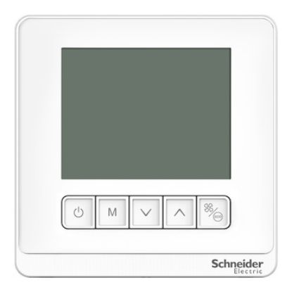 Picture of Thermostat, Spacelogic, fan coil on/off, networking, LCD 5 Button, 4P, 3 fan, modbus, 240V, white