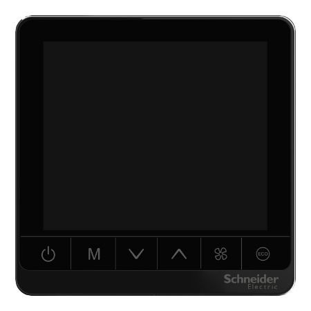 Picture of Thermostat, Spacelogic, fan coil proportional, networking, touchscreen, 4P, 3 fan, modbus, external sensor, 24V, black