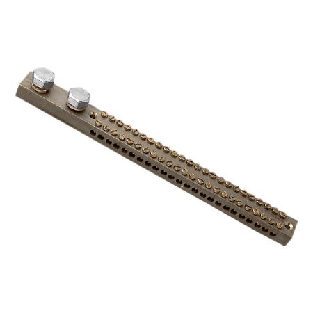 Picture of Clipsal MAX4, Earth bar 220 A 24 hole length 221 mm Front wiring 2 studs for cable lugs