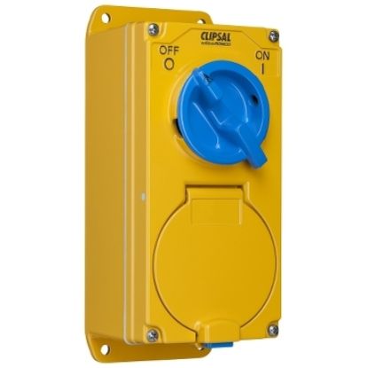 Picture of Metal Clad, Switched Socket Outlet Combination, 2 Gang, 32A, 500V, 4 Round Socket