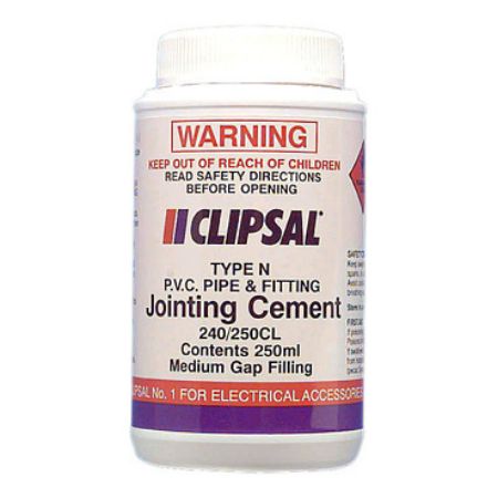Picture of Clipsal - Cable Management, PVC Medium Gap Filling Clear Cement, 250ml Bottle with Brush