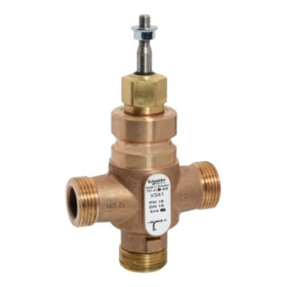 Picture of Venta V341 Globe Valve, 3-Way, PN16, G 1 External Thread, DN15, Kvs 1.6, Bronze Body, Stainless Steel Trim.