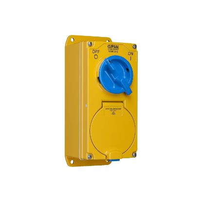 Picture of Metal Clad, Switched Socket Outlet Combination, 2 Gang, 250V, 3 Round Sockets