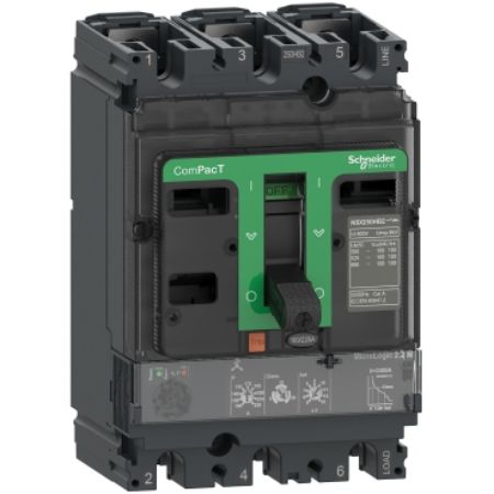 Picture of Circuit breaker, ComPacT NSX100H, 70kA/415VAC, 3 poles, MicroLogic 2.2M trip unit 100A