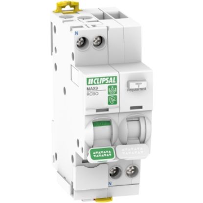 Picture of Clipsal MAX9, Residual Current Breaker with Overcurrent Protection (RCBO), 1PN, 10A, 30mA, C Curve, 6000A, A-SI Type, 2 MOD
