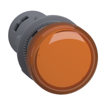 Picture of Monolithic pilot light, Easy Harmony XA2, plastic, amber, 22mm, integral LED, screw clamp terminals, 220V DC
